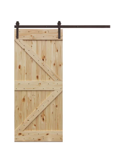 40 in. x 84 in. Rustic Plank Pine Barn Door Kit With Oil Rubbed Bronze Hardware