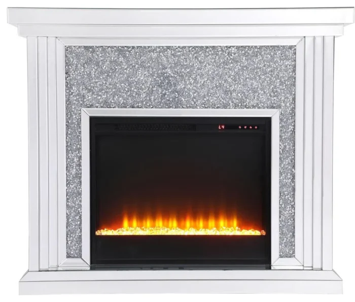 47.5" Crystal Mirrored Mantle With Crystal Insert Fireplace - Image 1