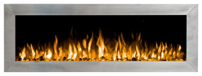 50" Stainless Steel Recessed Electric Fireplace with Pebbles - INTU 50" | Ignis - Image 1