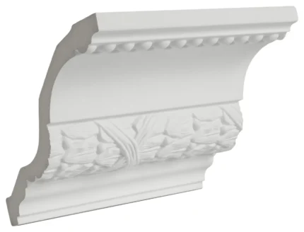 6" Face, Laurel Leaves and Ribbon Polyurethane Crown Moulding, 6" Sample