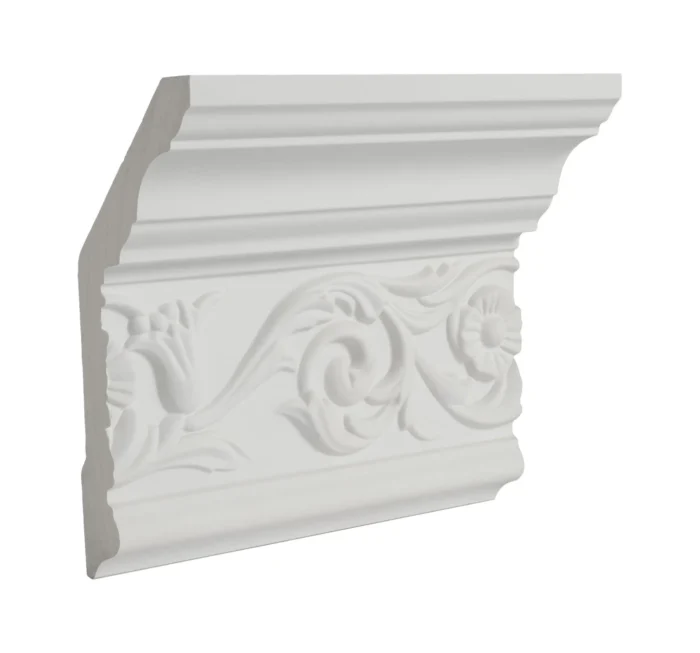 6" Face, Poppies Polyurethane Crown Moulding, 6" Long Sample - Image 1