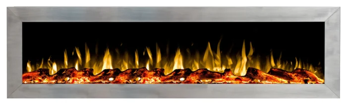 60" Stainless Steel Recessed Electric Fireplace with Logs - INTU 60" | Ignis - Image 1