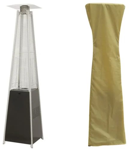 7' 42,000 BTU Pyramid Propane Patio Heater in Black With Cover