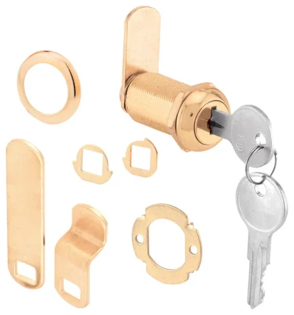 7/8" Brass Plated Diecast Cam Lock, Yale Keyway