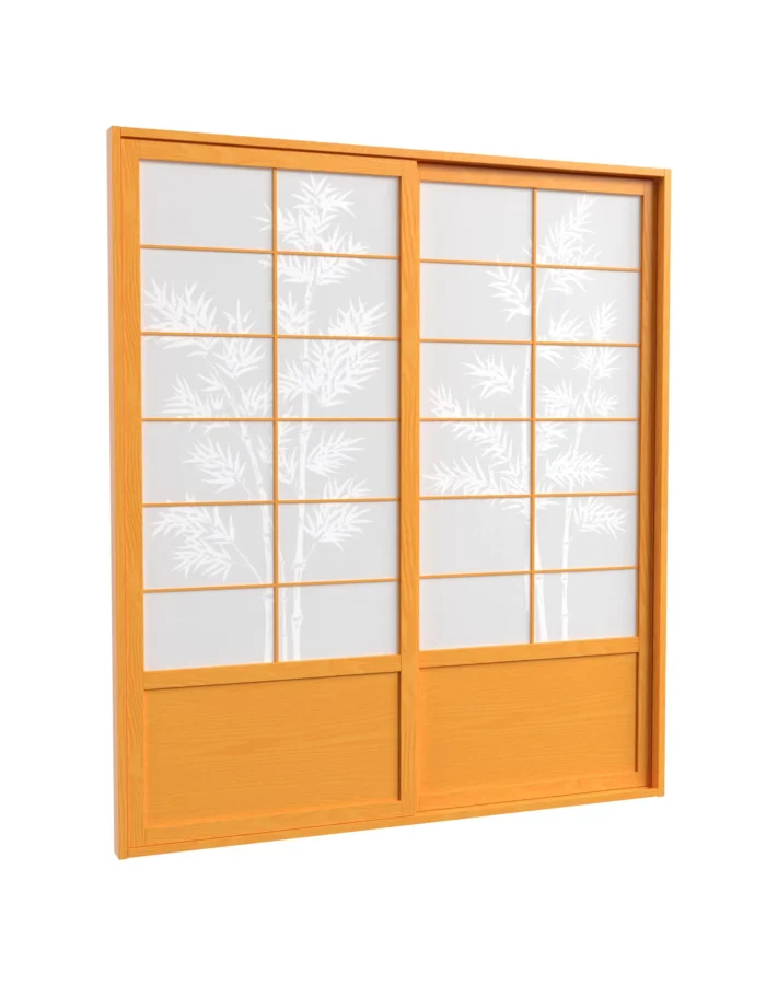 7' Tall Bamboo Tree Shoji Sliding Door Kit, Honey - Image 1