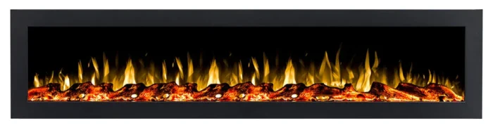 72 inch Black Recessed Electric Fireplace with Logs - INTU 72" | Ignis - Image 1