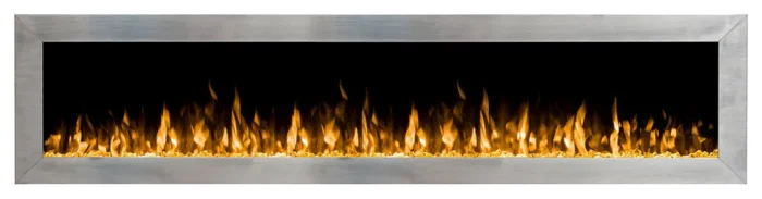 72" Stainless Steel Recessed Electric Fireplace with Crystals - INTU 72" | Ignis - Image 1