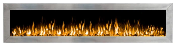 72" Stainless Steel Recessed Electric Fireplace with Pebbles - INTU 72" | Ignis - Image 1