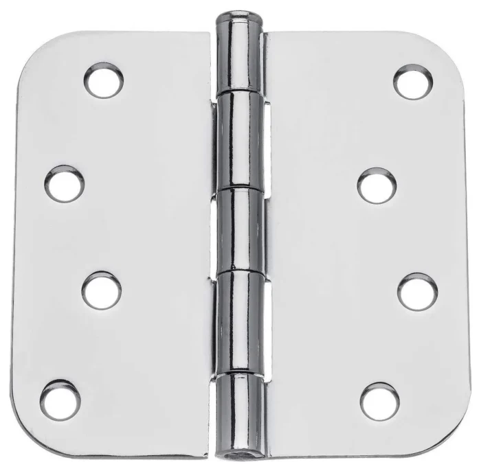[8-PACK] 4" Door Hinges, 5/8" Radius Corner, Polished Chrome - Image 1