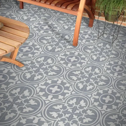 8"x8" Casa Handmade Cement Tile, Gray/White, Set of 12