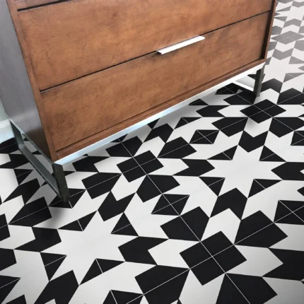 8"x8" Oujda Handmade Cement Tile, Black/White, Set of 12