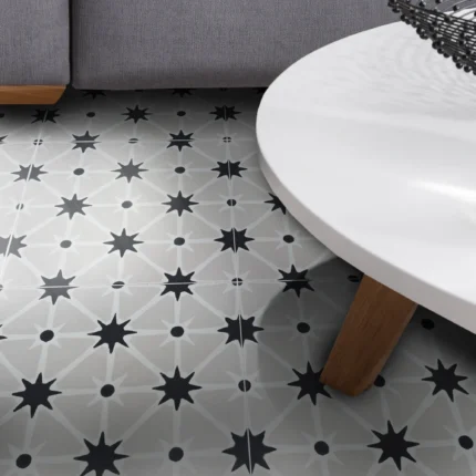 8"x8" Venice Handmade Cement Tile, Black/White/Gray, Set of 12