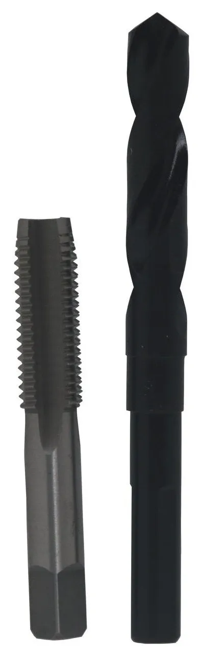 9/16"-18 HSS Plug Tap,matching 33/64" HSS 1/2" Shank Drill Bit in plastic pouch.