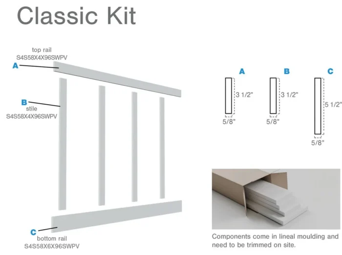 Adjustable Wall Panels, Classic Shaker PVC Wainscoting Kit, Heights Up to 104" ( - Image 1