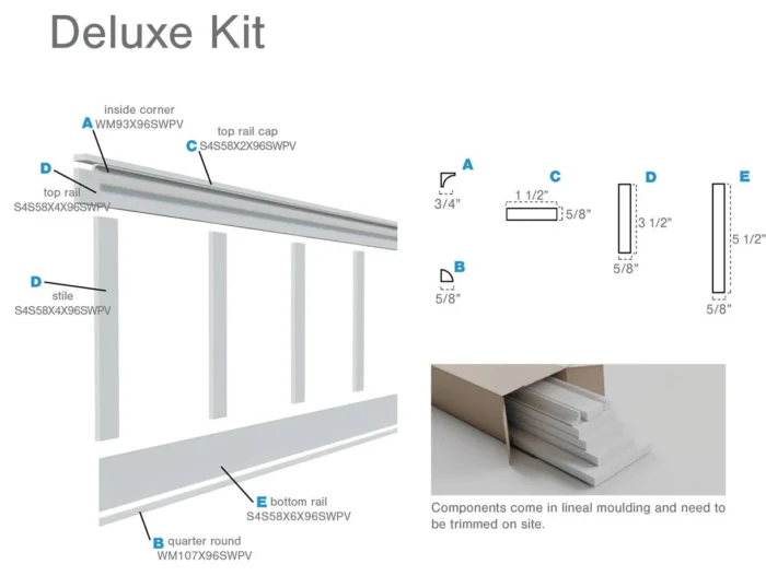Adjustable Wall Panels, Deluxe Shaker PVC Wainscoting Kit, Heights Up to 32" (12 - Image 1