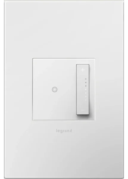 Adorne sofTapTM Dimmer Switch, Tru-Universal and Gloss White Wall Plate