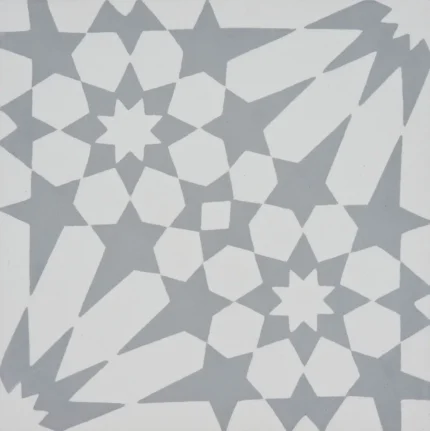 Agdal Handmade Cement Tile, Gray/White, Sample