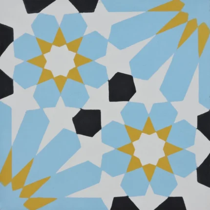Agdal Handmade Cement Tile, Yellow/Blue/Black, Sample