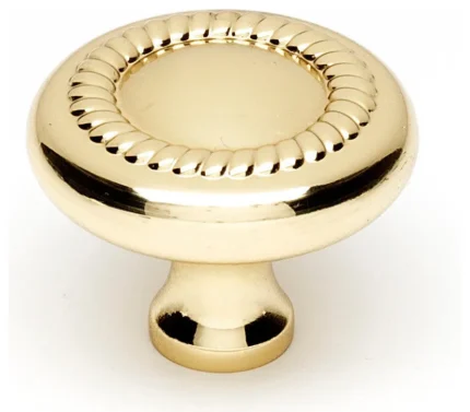 Alno A812-38 Rope 1-1/2" Round Traditional Solid Brass Mushroom - Unlacquered