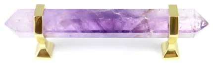 Amethyst Pull 6" Purple Crystal Bar Cabinet and Closet Pull, Brass