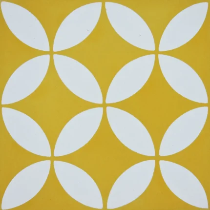 Amlo Handmade Cement Tile, Yellow/White, Sample