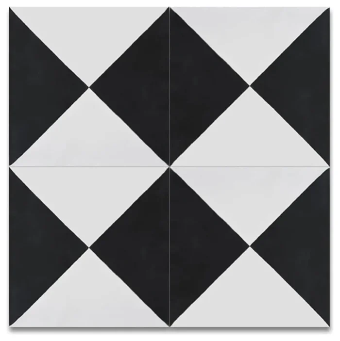 Anfa Handmade Cement Tile, Black/White , Sample - Image 1
