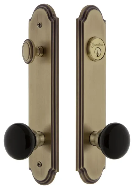 Arc Tall Plate Complete Entry Set, Coventry Knob, Vintage Brass, 854181