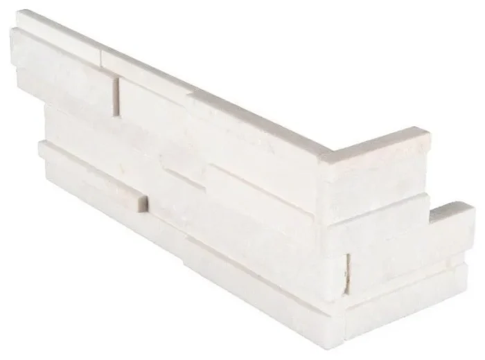 Arctic White 3D Honed Corner Ledger Panel, Sample - Image 1