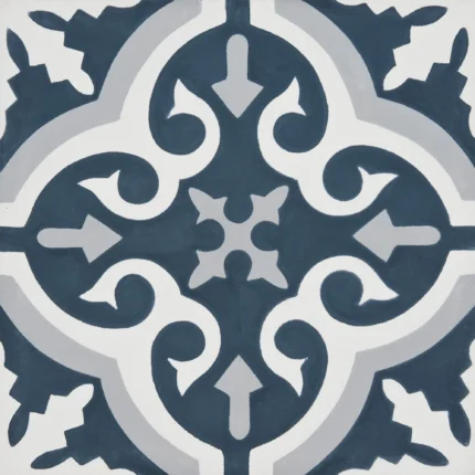 Argana Handmade Cement Tile, Navy Blue/Gray, Sample