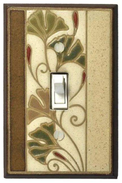 Art Nouveau Ginkgo Ceramic Tile Single Toggle Switchplate