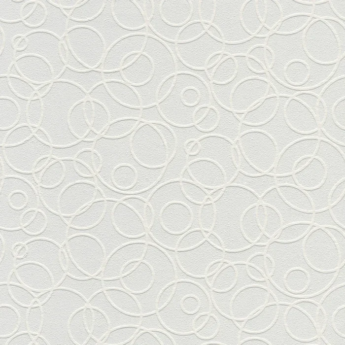 Artemisia White Circles Paintable Wallpaper Bolt - Image 1