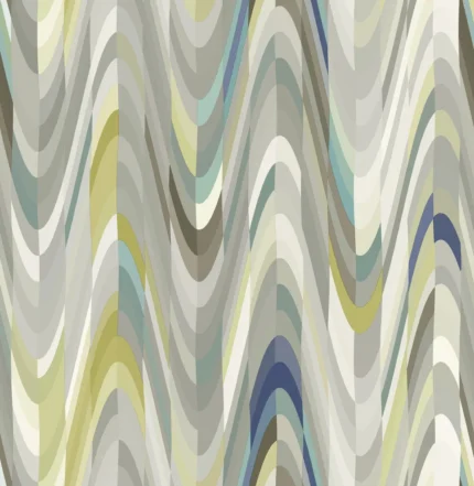 Aurora Blue Geometric Wave Wallpaper, Sample