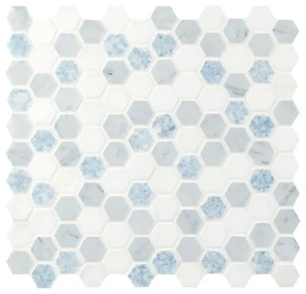 Azula Hexagon 11.61X11.81 Polished Marble Mosaic, 10 Sheets
