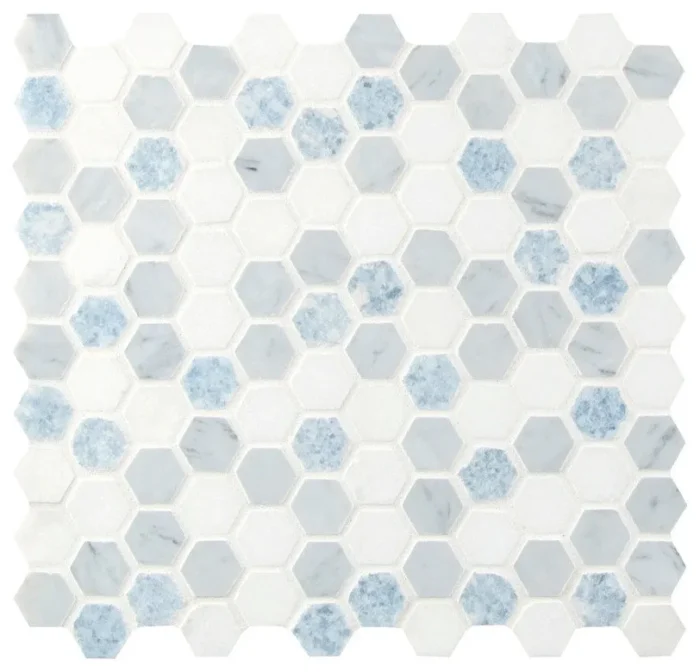Azula Hexagon 11.61X11.81 Polished Marble Mosaic, 10 Sheets - Image 1