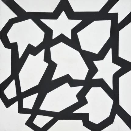 Bahja Handmade Cement Tile, White/Black, Sample
