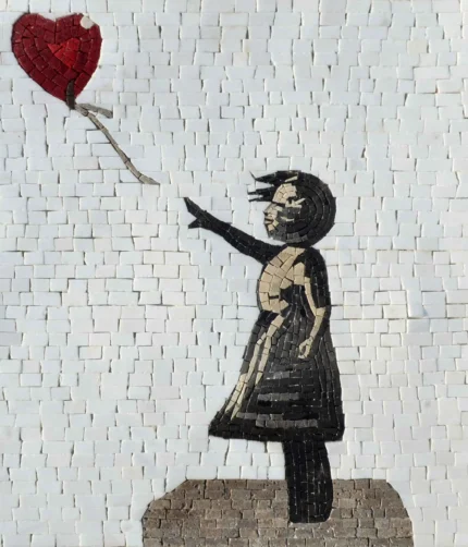 Banksy Mosaic Reproduction, Girl With A Balloon, 19"x23"