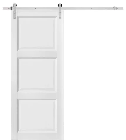 Barn Door 24x80 | Lucia 2661 Matte White Stainless Steel 6.6FT Rail