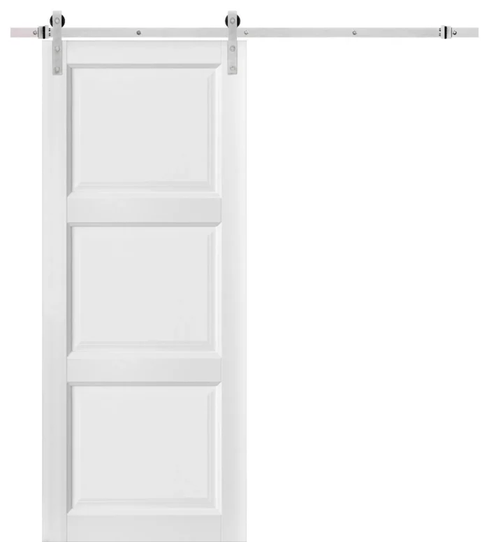 Barn Door 24x80 | Lucia 2661 Matte White Stainless Steel 6.6FT Rail - Image 1