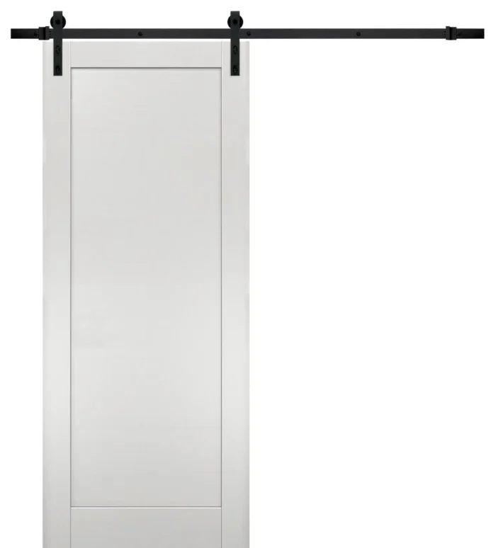 Barn Door 30 x 80 & Hardware | Quadro 4111 White Ash | 6.6FT Rail | - Image 1