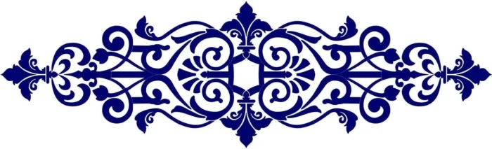 Baroque Center Scroll Porcelain Swimming Pool Mosaic 22"x72", Blue - Image 1