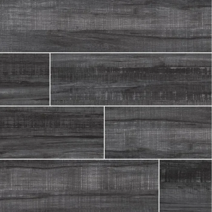 Belmond Obsidian 8X40 Black Matte Ceramic Tile, Sample - Image 1