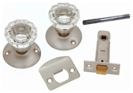 Belwith 1148-SN Passage Door Latch Set, Glass Knobs, Satin Nickel