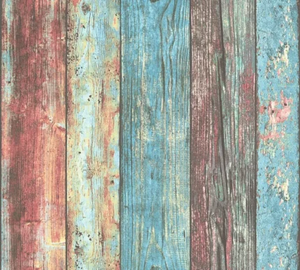 Best of Wood'n Stone, Modern Wood Stone Brick Colorful Wallpaper Sample