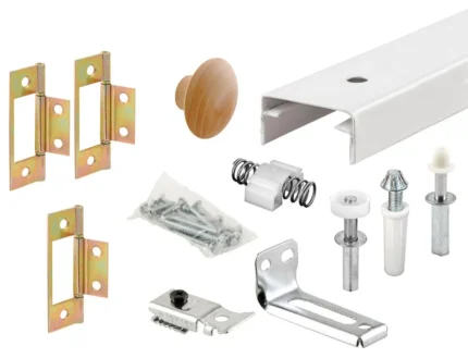 Bi-Fold Closet Track Kit, 36" Length, Steel Track, White, 1 Kit