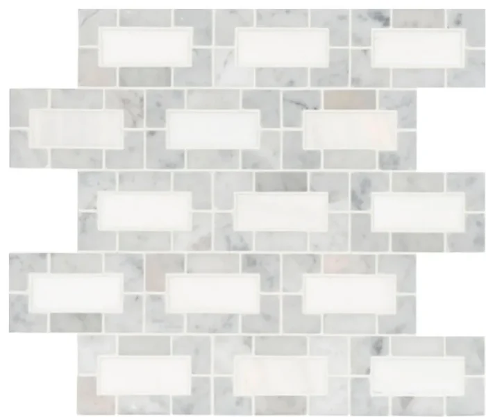 Bianco Dolomite Polished Lynx Backsplash Mosaic, Sample - Image 1