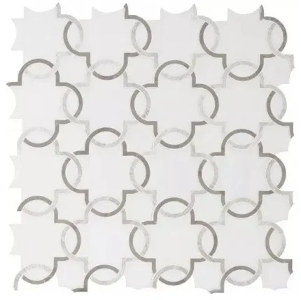 Bianco Quatrefoil 12X12 Polished Marble Mosaic, 10 Sheets