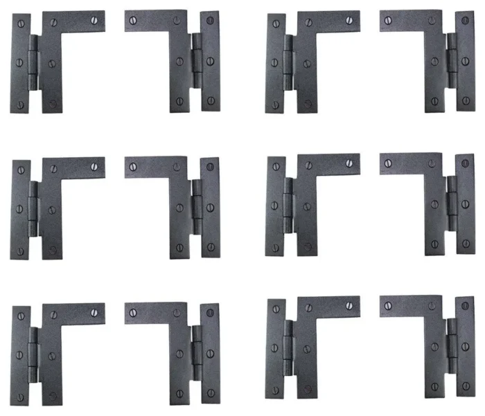 Black Cabinet Hinges 3.5" HL Offset Hinge Pair Left and Right Wrought Iron Hinge - Image 1