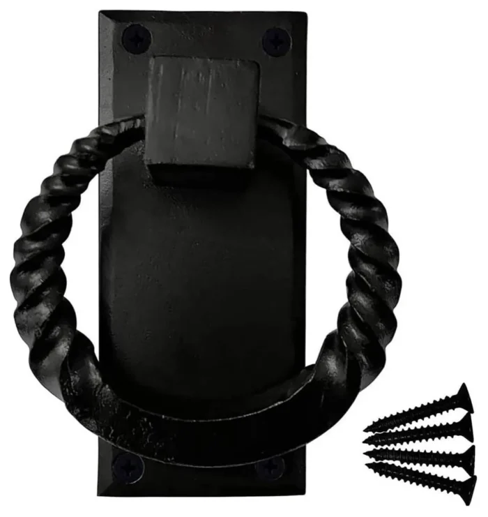Black Cast Iron Door Knocker for Front Door - Image 1