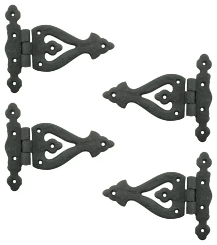 Black Wrought Iron Door Hinge 5 3/8 Inch RSF Finish Barn Door Hinges Pack of 4