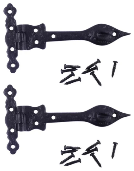 Black Wrought Iron Door Strap Hinge 6" L Flush Mount Pack of 2 Renovators Supply